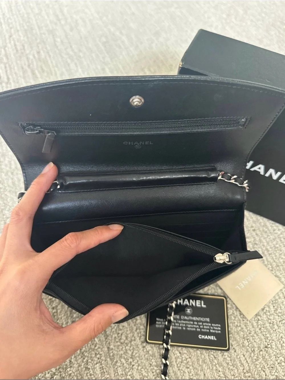 Chanel Sevruga Wallet on Chain